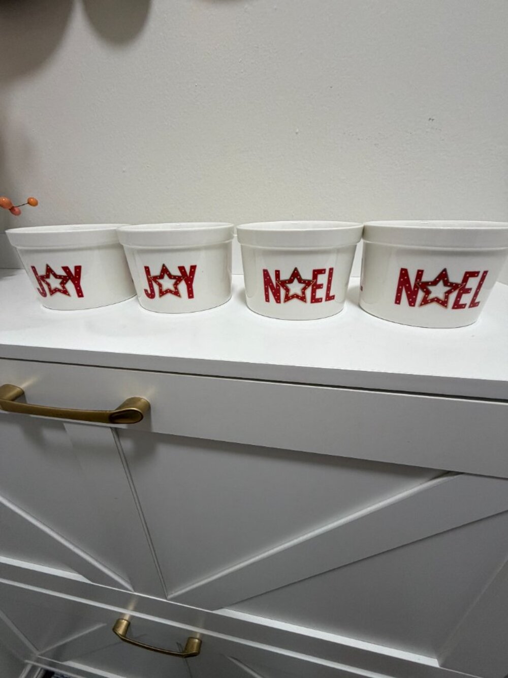 4 Ciroa Crhistmas Ramekin Bowls Noel-Joy 10 oz Dip Snacks Dessert Small Bowls - Picture 8 of 8